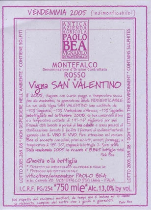 Montefalco Rosso DOC wine — Bea winery — Dionysus