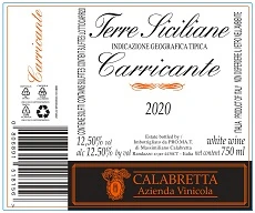 Carricante Bianco wine — Calabretta winery — Dionysus