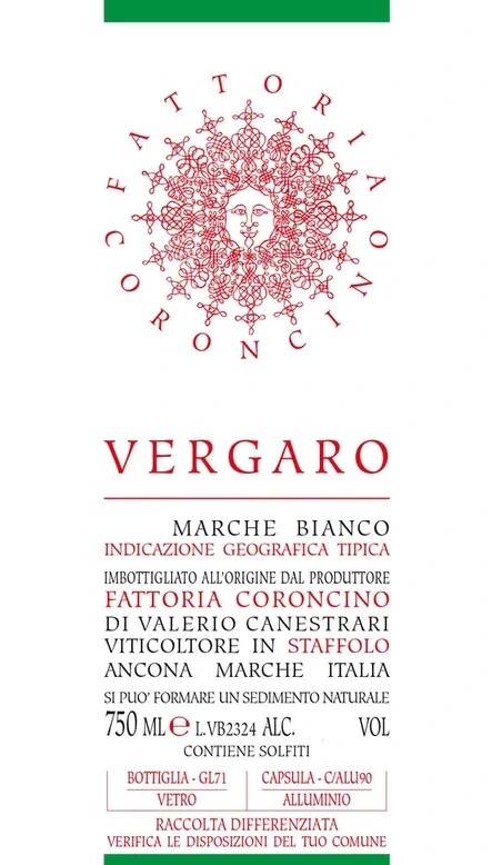 Vergaro Marche Bianco IGT wine — Coroncino winery — Dionysus