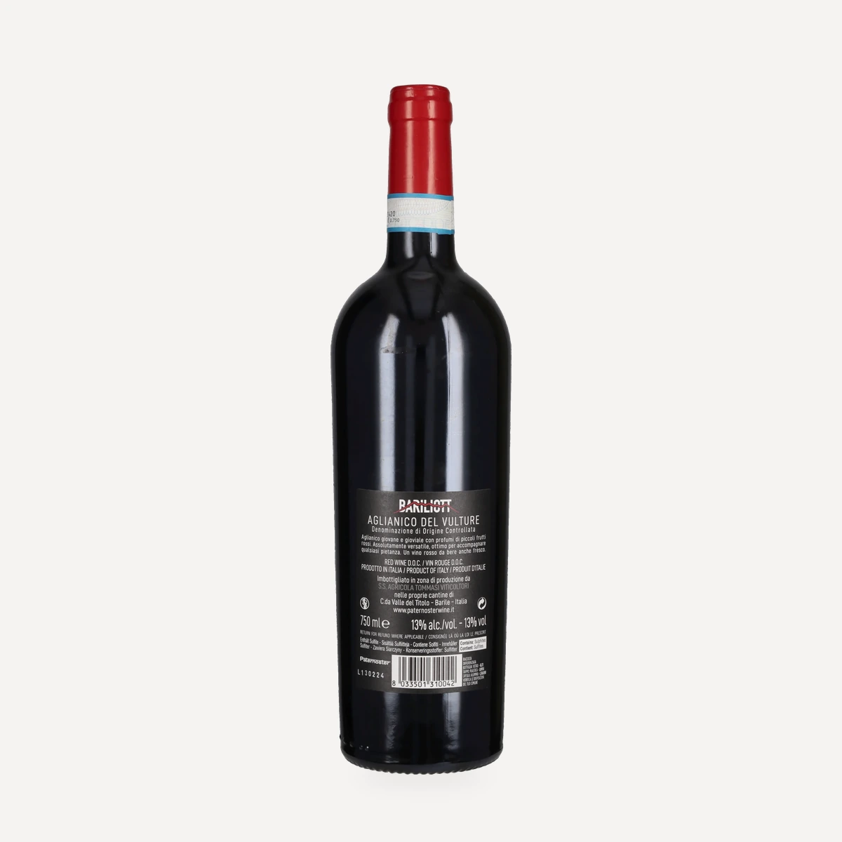 Bariliott Aglianico del Vulture DOC wine — Paternoster winery — Dionysus