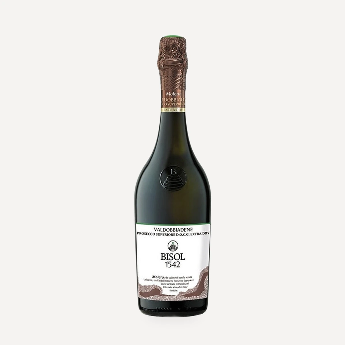 Molera Valdobbiadene Prosecco Superiore Extra Dry DOCG wine — Bisol winery — Dionysus