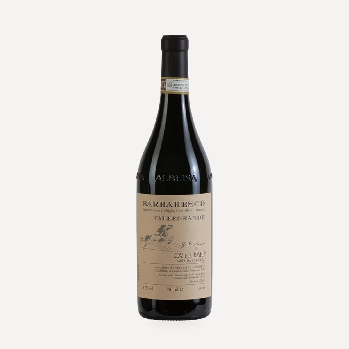 Barbaresco Vallegrande wine — Ca del Baio winery — Dionysus