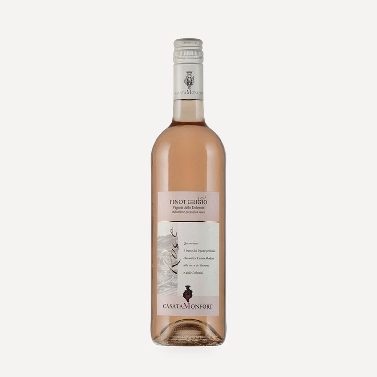 Pinot Grigio Rose Vigneti delle Dolomiti IGT wine — Casata Monfort winery — Dionysus