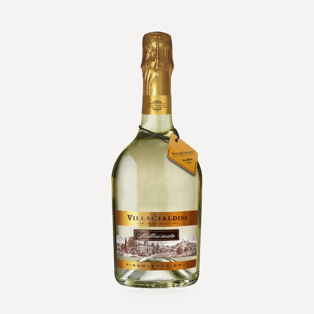 Villa Cialdini Pignoletto Brut DOC wine — Cleto Chiarli winery — Dionysus