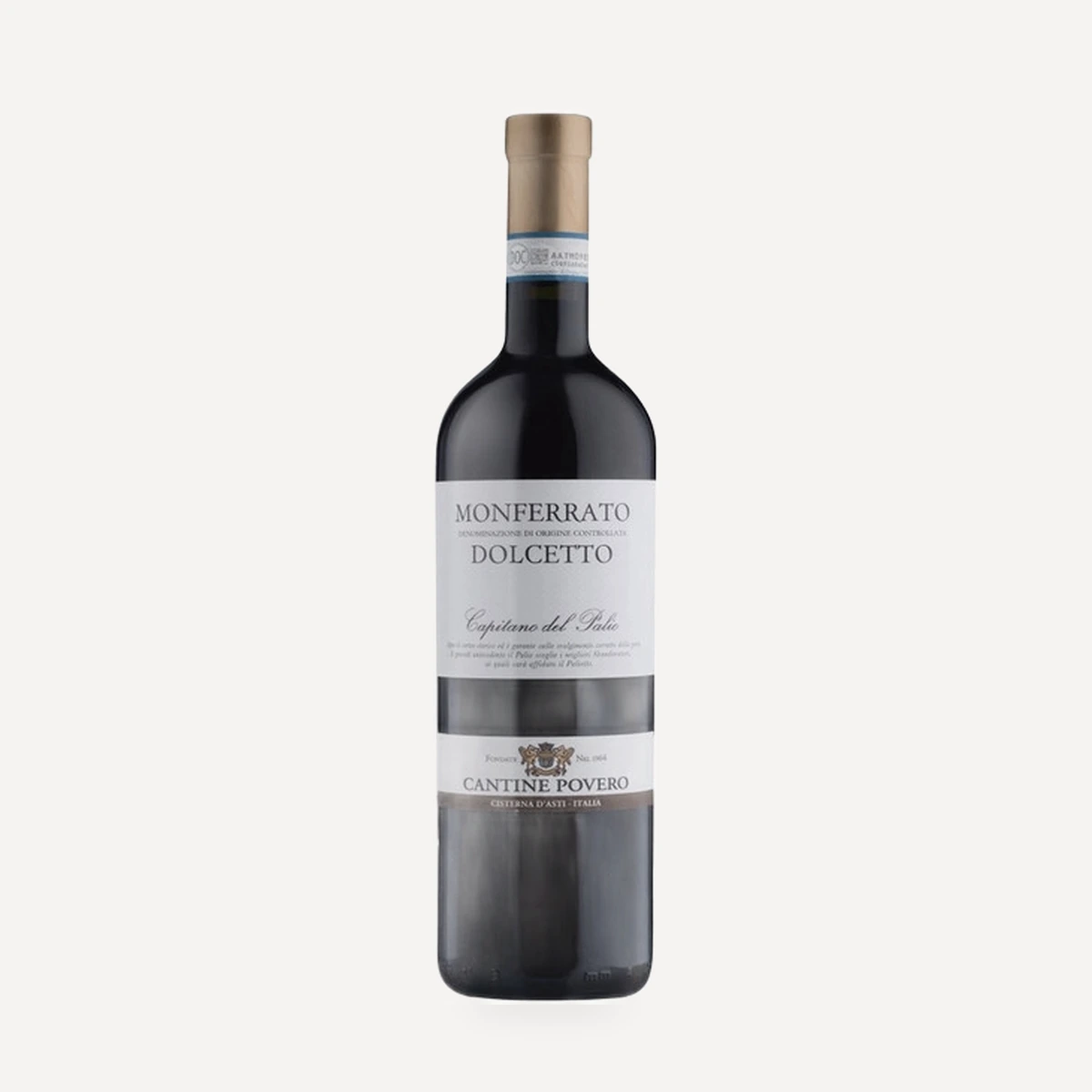 Dolcetto Capitano del Palio Monferrato DOC wine — Povero winery — Dionysus