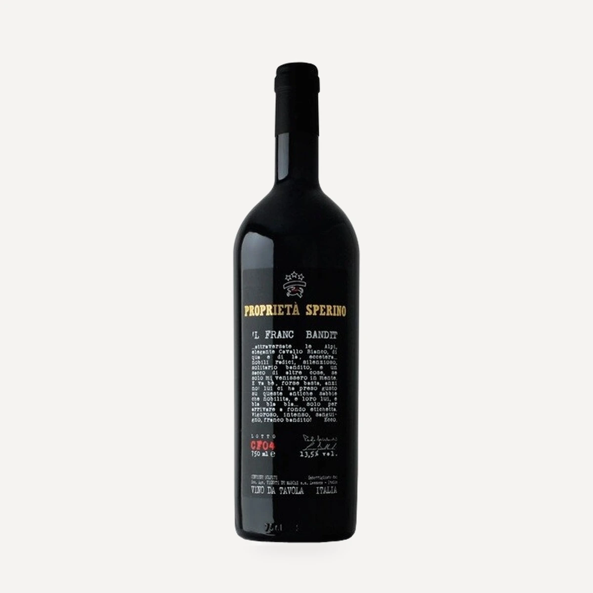 'L Franc Bandit VdT wine — Proprieta Sperino winery — Dionysus
